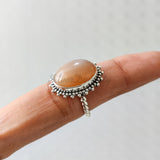 'Boho' Pink Moonstone 925 Solid Sterling Silver Ring