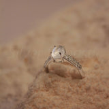 Natural Rainbow Moonstone, Zircon Sterling Silver Ring