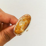 'Minimalist' Fossil Coral 925 Solid Sterling Silver Ring