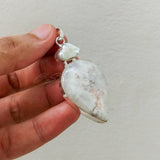 'Fortuna' Mother of Pearl, Solar Quartz 925 Solid Sterling Silver Pendant