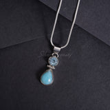 Blue Topaz & Chacedony Pendant, 925 Solid Sterling Silver Pendant