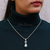 Blue Topaz & Chacedony Pendant, 925 Solid Sterling Silver Pendant