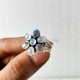 'Flower' Labradorite 925 Solid Sterling Silver Ring