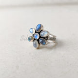 'Flower' Labradorite 925 Solid Sterling Silver Ring