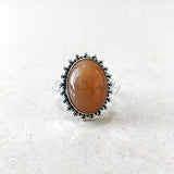 'Boho' Pink Moonstone 925 Solid Sterling Silver Ring