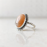 'Boho' Pink Moonstone 925 Solid Sterling Silver Ring