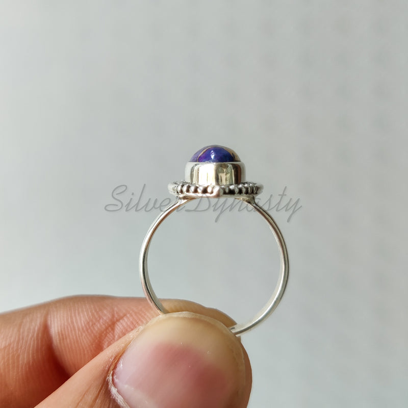 'Boho' Purple Copper Turquoise 925 Solid Sterling Silver Ring