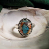 'Minimalist' Oyster Copper Turquoise 925 Solid Sterling Silver Ring