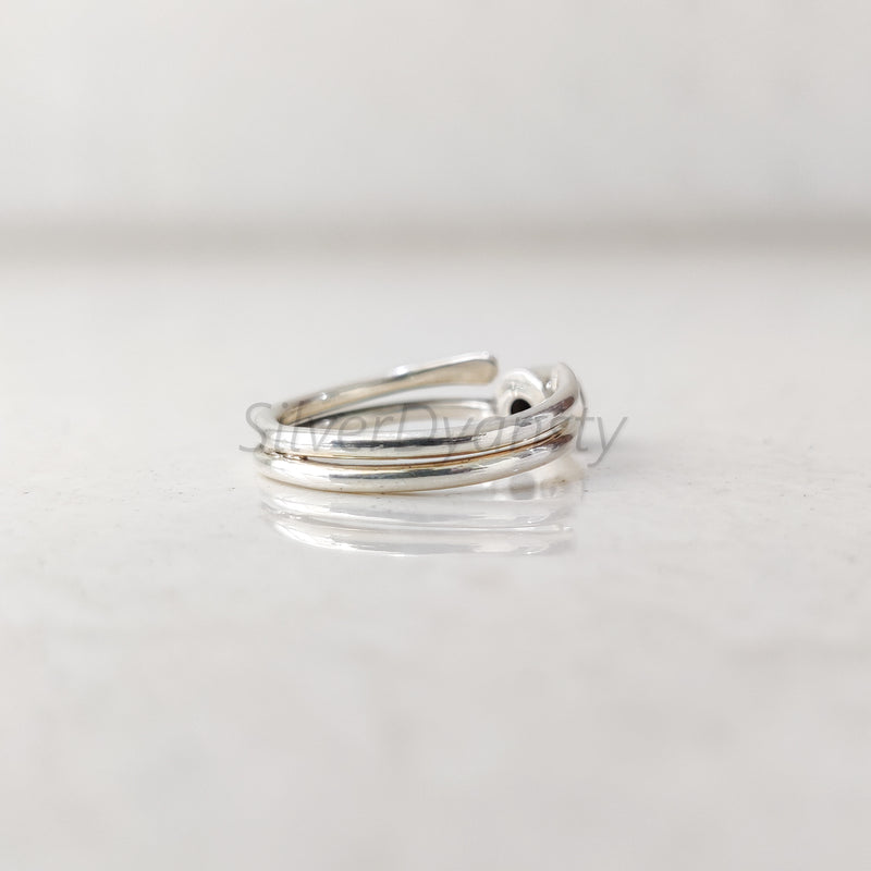 'BIA' Black Onyx 925 Solid Sterling Silver Ring Round