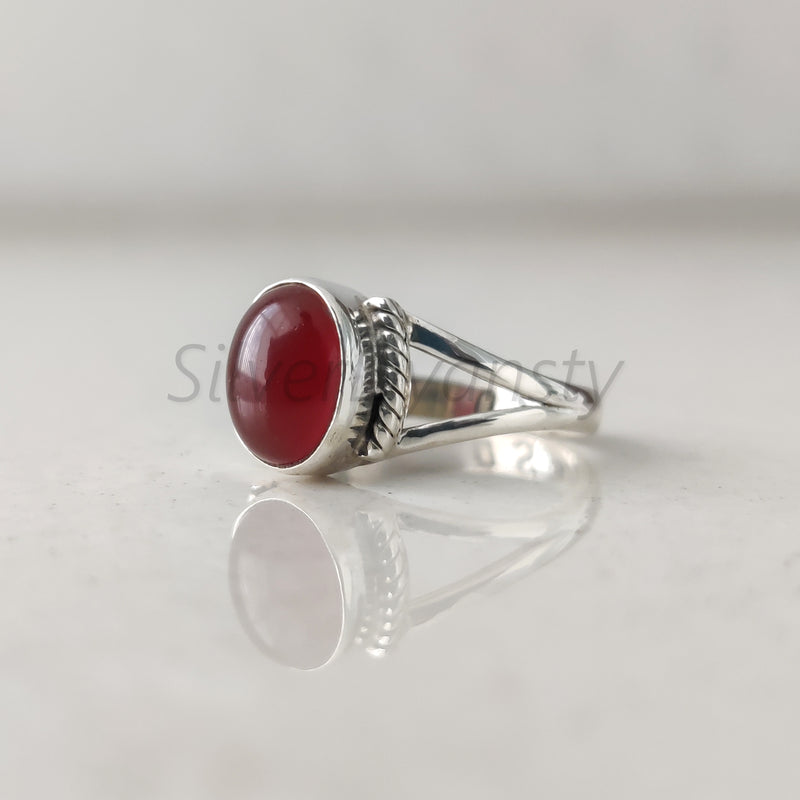 'Modern' Carnelian 925 Solid Sterling Silver Designer Ring