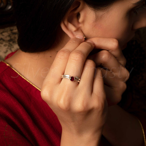 'BIA' Garnet 925 Solid Sterling Silver Ring