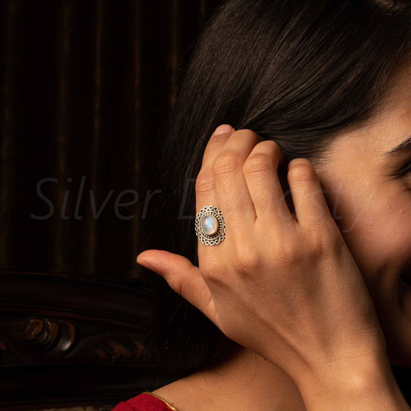 Moonstone 925 Solid Sterling Silver Ring, Moonstone Ring