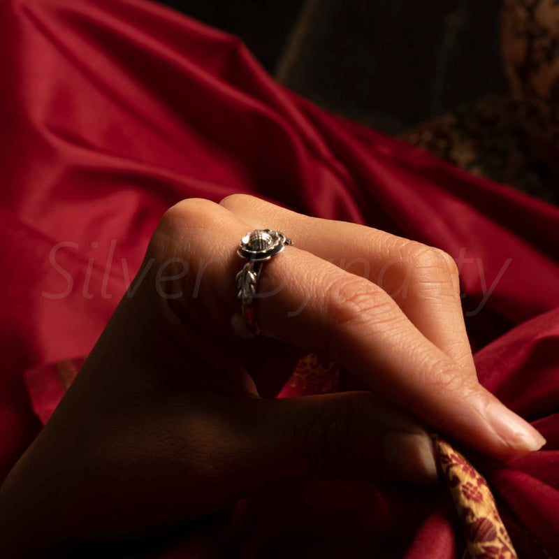 Handmade Silver Floral Band,925 Solid Sterling Silver Ring,