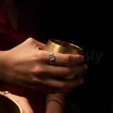 'Gorgeous' Silver Flower Band,925 Solid Sterling Silver Ring,