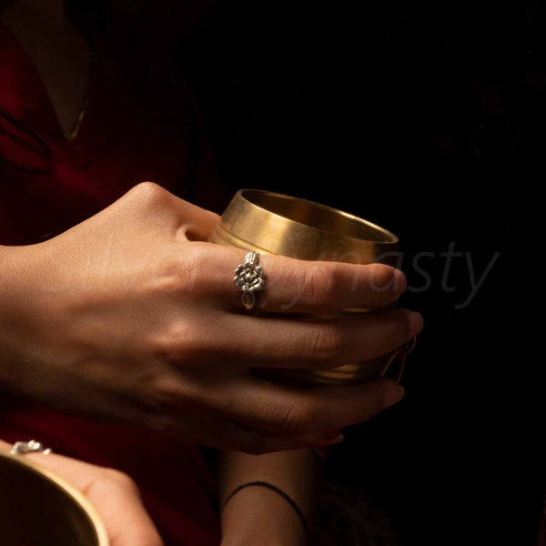 'Gorgeous' Silver Flower Band,925 Solid Sterling Silver Ring,