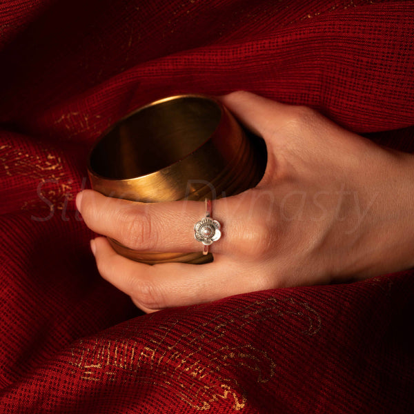 'Gorgeous' Silver Flower Band,925 Solid Sterling Silver Ring,