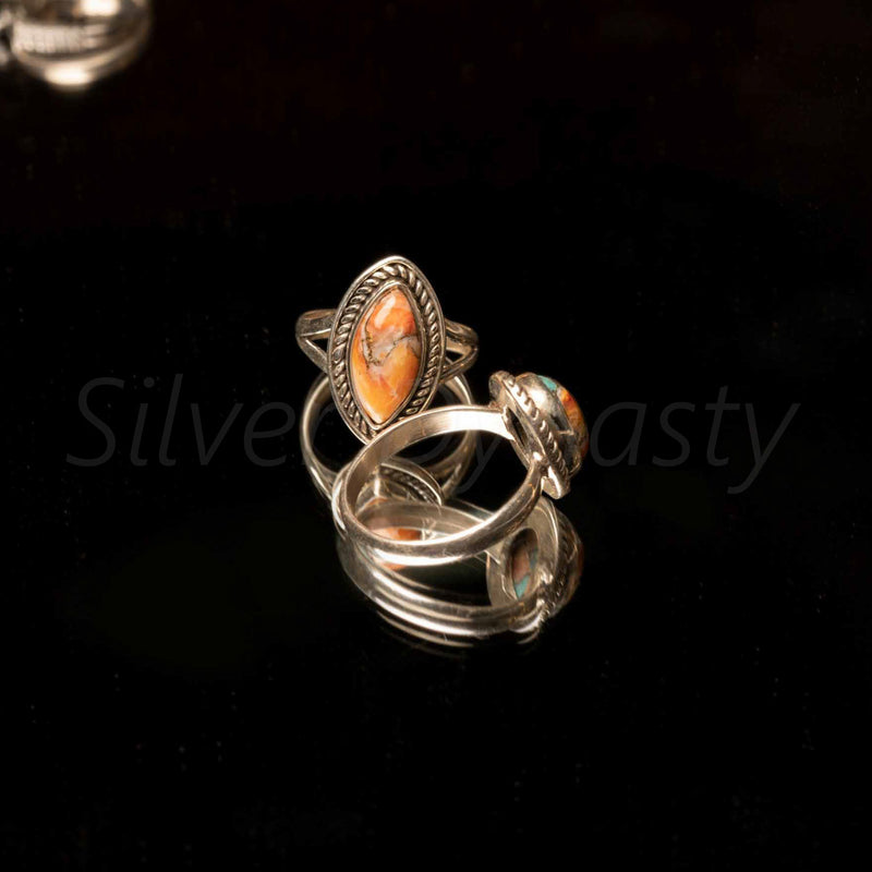 'Designer' Oyster Copper Turquoise 925 Solid Sterling Silver Ring