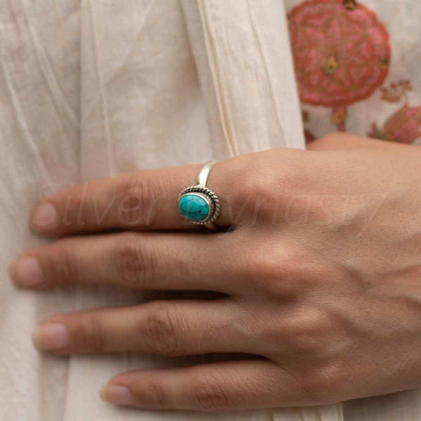 'Fortuna' Turquoise 925 Solid Sterling Silver Ring