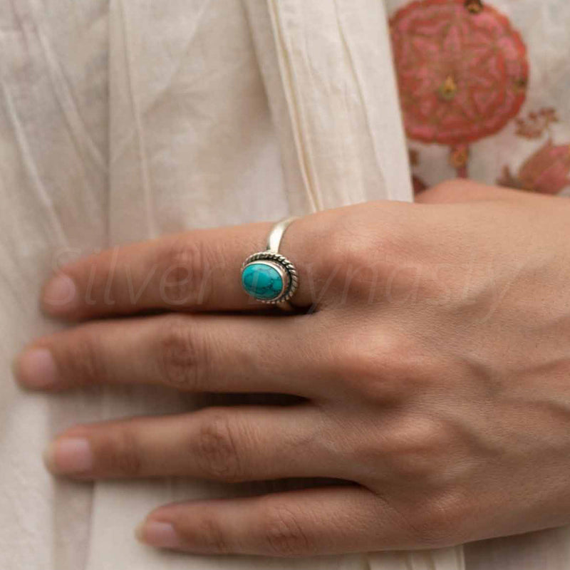 'Fortuna' Turquoise 925 Solid Sterling Silver Ring