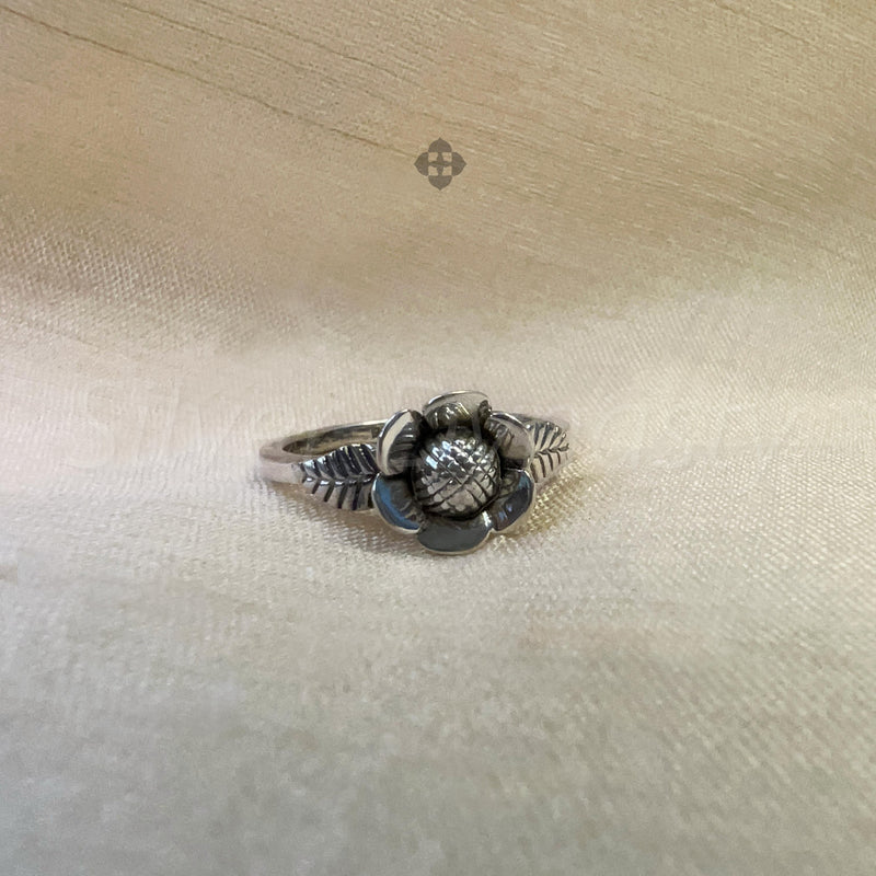 Simple Floral Ring Silver Flower Band,925 Solid Sterling Silver Ring,