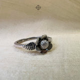 Simple Floral Ring Silver Flower Band,925 Solid Sterling Silver Ring,