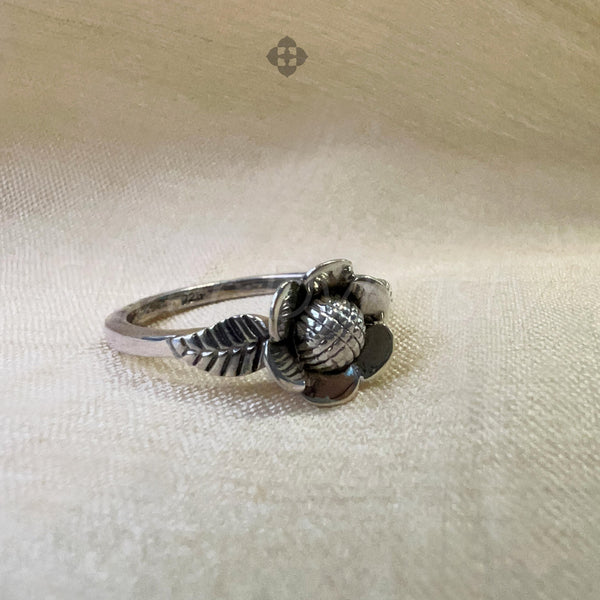 Simple Floral Ring Silver Flower Band,925 Solid Sterling Silver Ring,