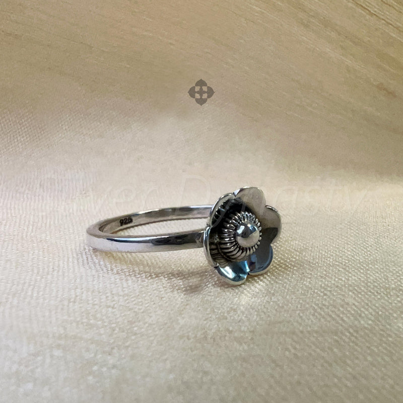 'Gorgeous' Silver Flower Band,925 Solid Sterling Silver Ring,