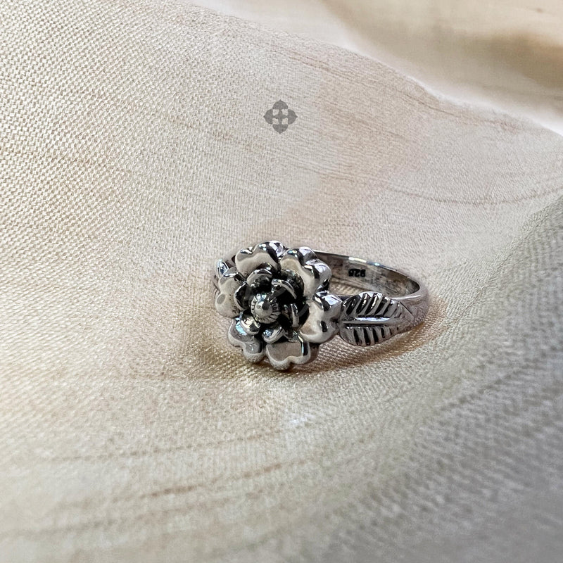 'Gorgeous' Silver Flower Band,925 Solid Sterling Silver Ring,
