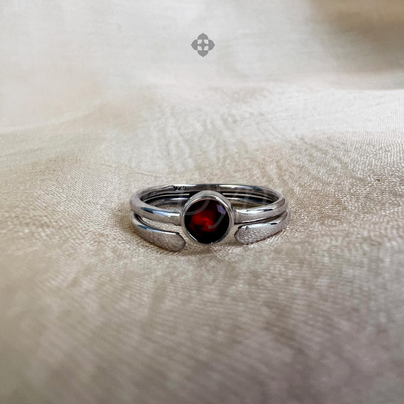 'BIA' Garnet 925 Solid Sterling Silver Ring