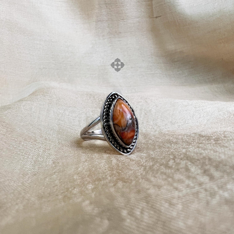 'Designer' Oyster Copper Turquoise 925 Solid Sterling Silver Ring