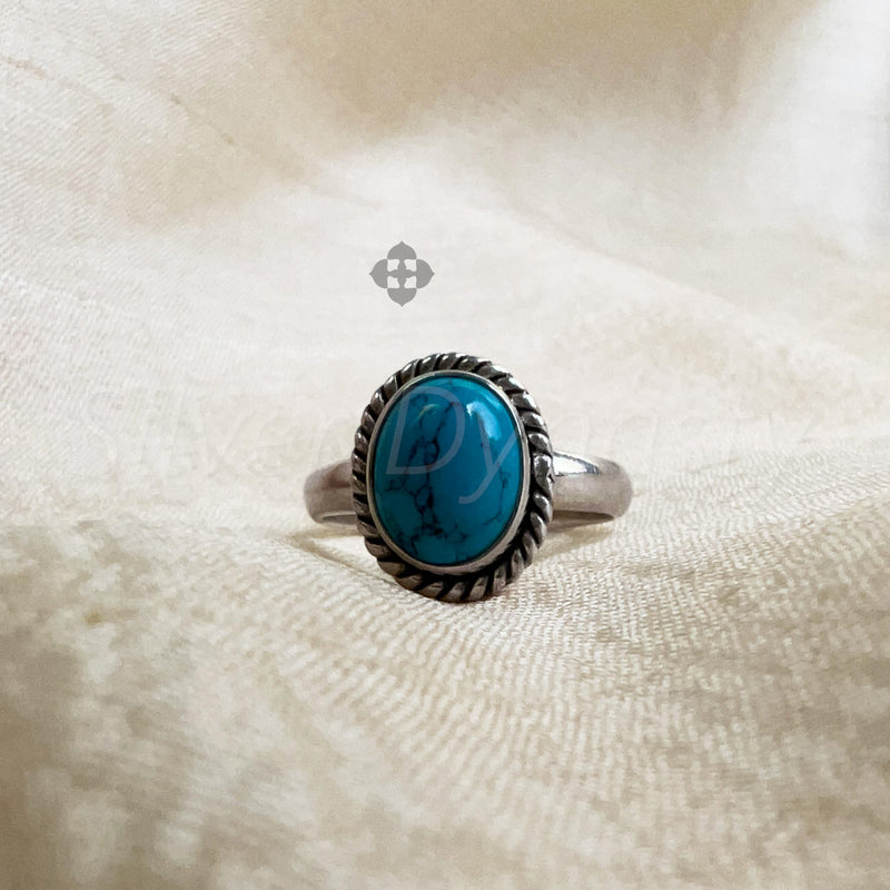 'Fortuna' Turquoise 925 Solid Sterling Silver Ring