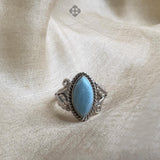 Larimar Ring, 925 Solid Sterling Silver Ring