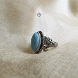 Larimar Ring, 925 Solid Sterling Silver Ring