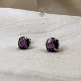 Amethyst 925 Solid Sterling Silver Studs, Natural Amethyst Studs