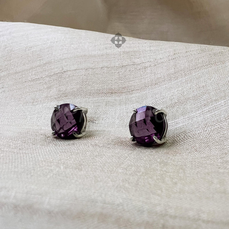 Amethyst 925 Solid Sterling Silver Studs, Natural Amethyst Studs