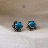 Turquoise 925 Solid Sterling Silver Earrings, Turquoise Studs