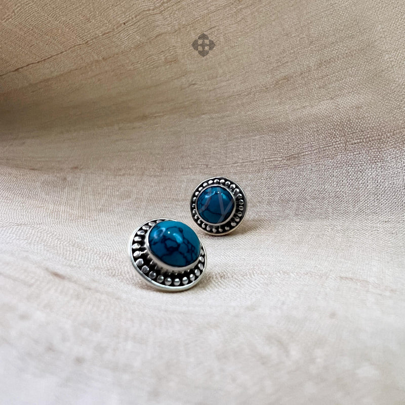 Turquoise 925 Solid Sterling Silver Earrings, Turquoise Studs