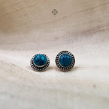 Turquoise 925 Solid Sterling Silver Earrings, Turquoise Studs