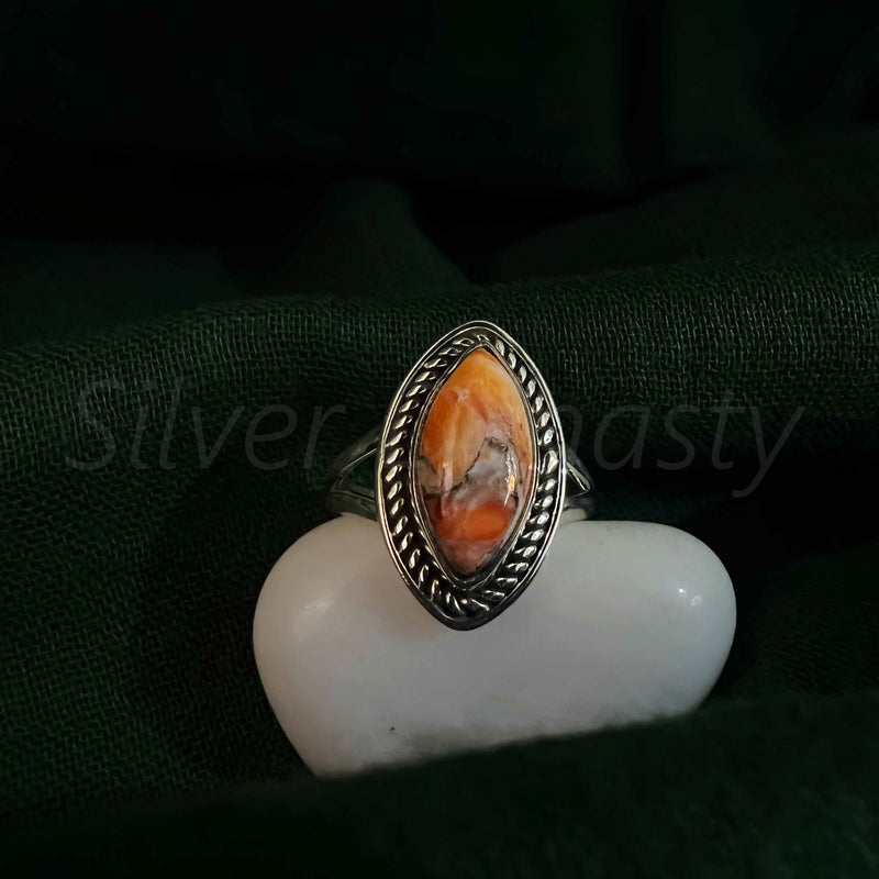 'Designer' Oyster Copper Turquoise 925 Solid Sterling Silver Ring