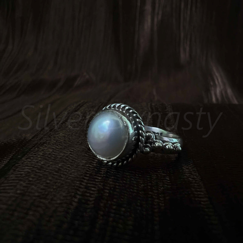 'Boho' Pearl 925 Solid Sterling Silver Ring