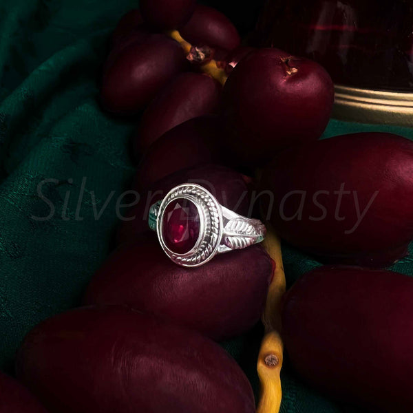 Garnet 925 Solid Sterling Silver Ring, Ring For Women