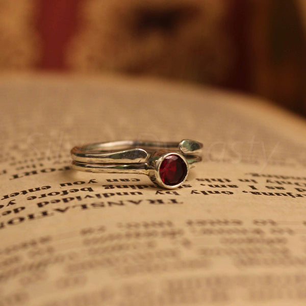 'BIA' Garnet 925 Solid Sterling Silver Ring