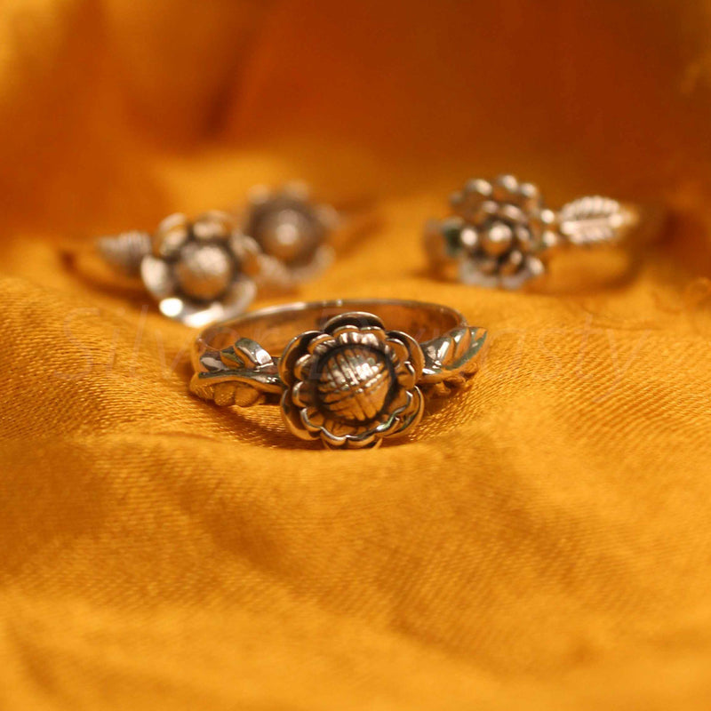 Handmade Silver Floral Band,925 Solid Sterling Silver Ring,