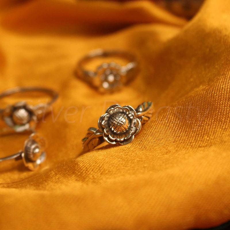 Handmade Silver Floral Band,925 Solid Sterling Silver Ring,