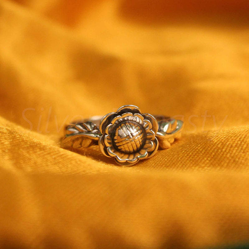 Handmade Silver Floral Band,925 Solid Sterling Silver Ring,