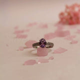 'Boho' Multistone Amethyst and Zircon 925 Solid Sterling Silver Ring