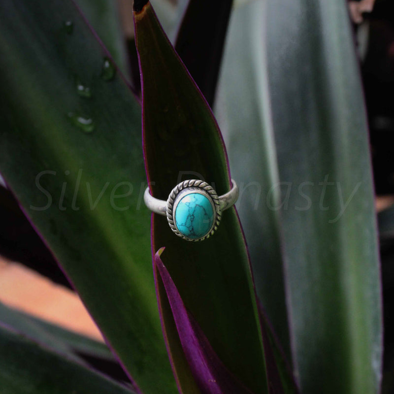 'Fortuna' Turquoise 925 Solid Sterling Silver Ring