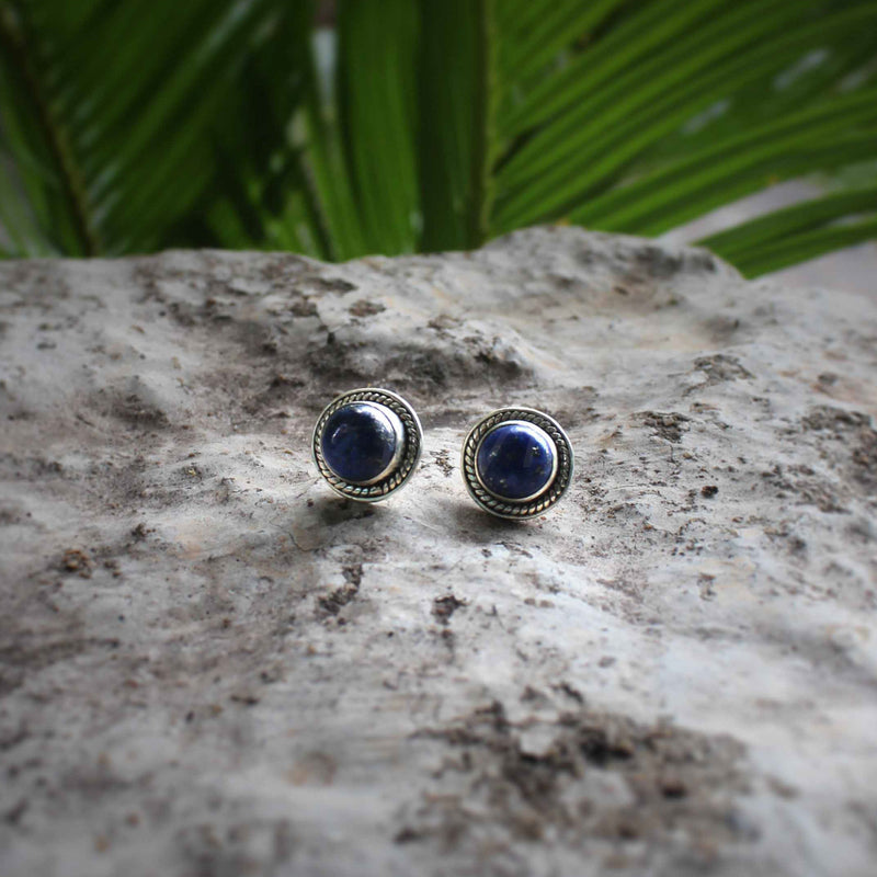 Lapis Studs, Lapis Lazuli,  925 Solid Sterling Silver Studs