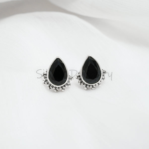 Black Onyx Studs, 925 Solid Sterling Silver Studs