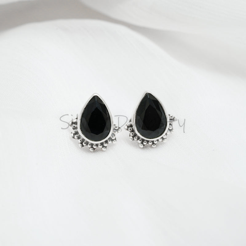 Black Onyx Studs, 925 Solid Sterling Silver Studs